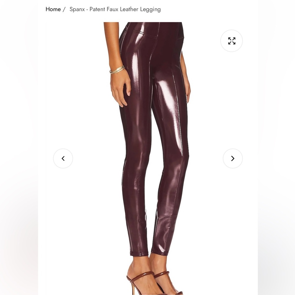 SPANX Shiny Faux Leather Leggings - Deep Burgundy